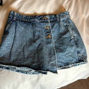 Zara Denim Skort with Button Detail
